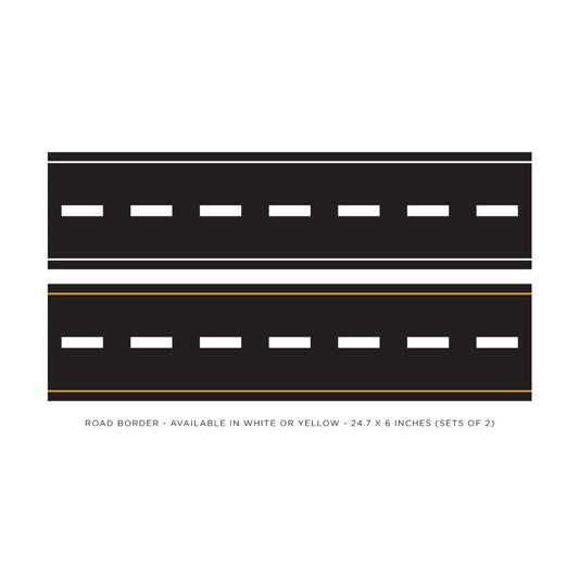 Road Wall Border Fabric Wall Decal / A) White