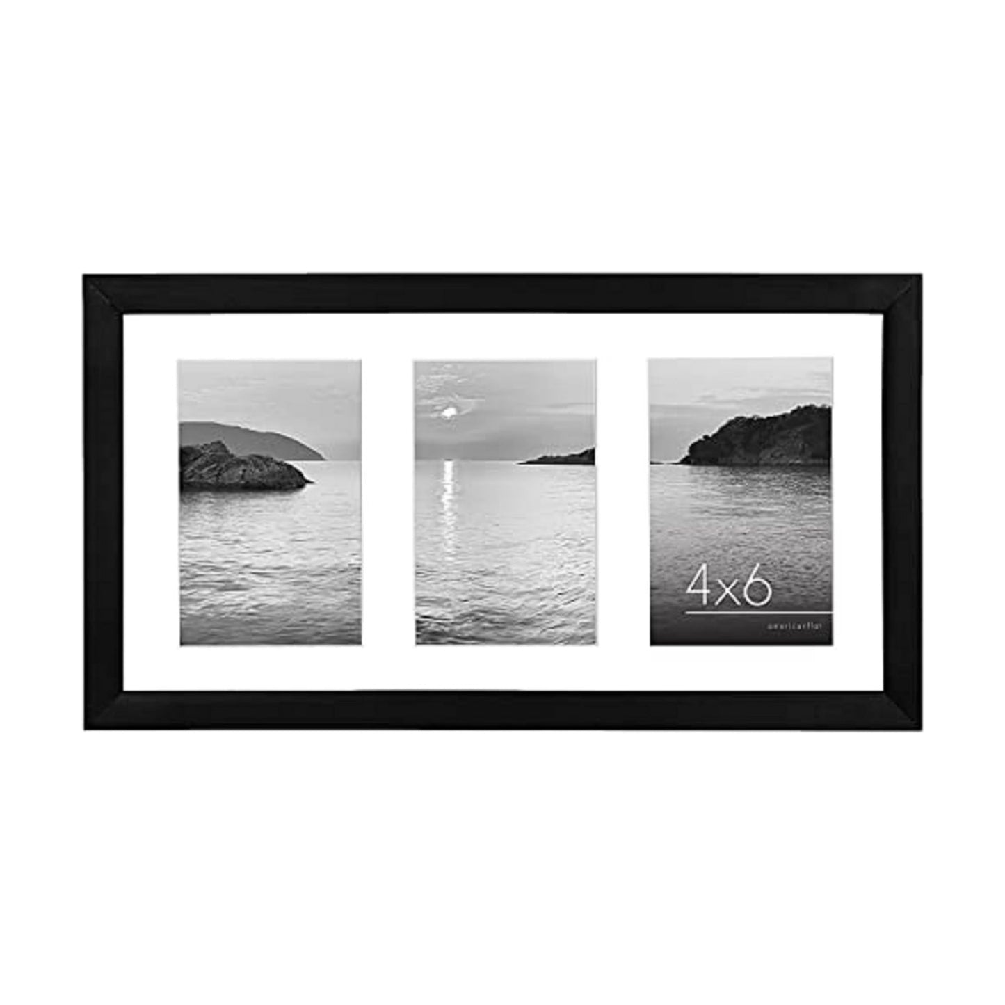 Collage Picture Frame / Black / 8 x 16 / 4 x 6 / Three Photos
