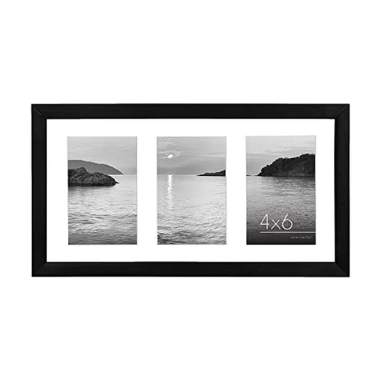 Collage Picture Frame / Black / 8 x 16 / 4 x 6 / Three Photos
