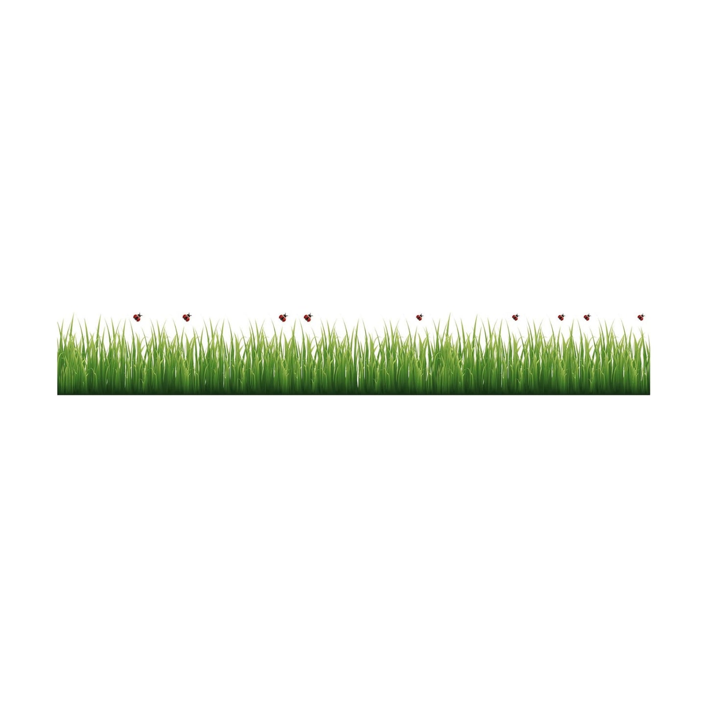Wall Decal / Grass and Ladybugs Border Decal / Green / 78.75 x 11.8