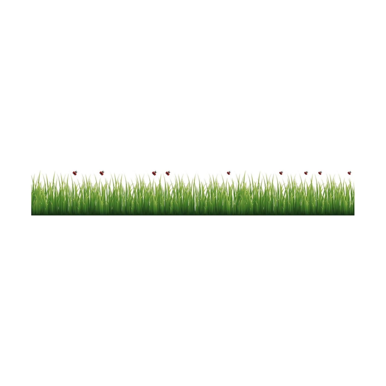 Wall Decal / Grass and Ladybugs Border Decal / Green / 78.75 x 11.8