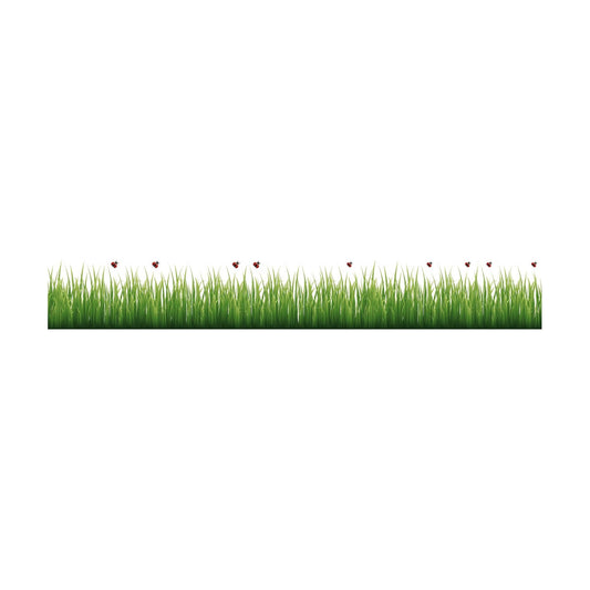 Wall Decal / Grass and Ladybugs Border Decal / Green / 78.75 x 11.8