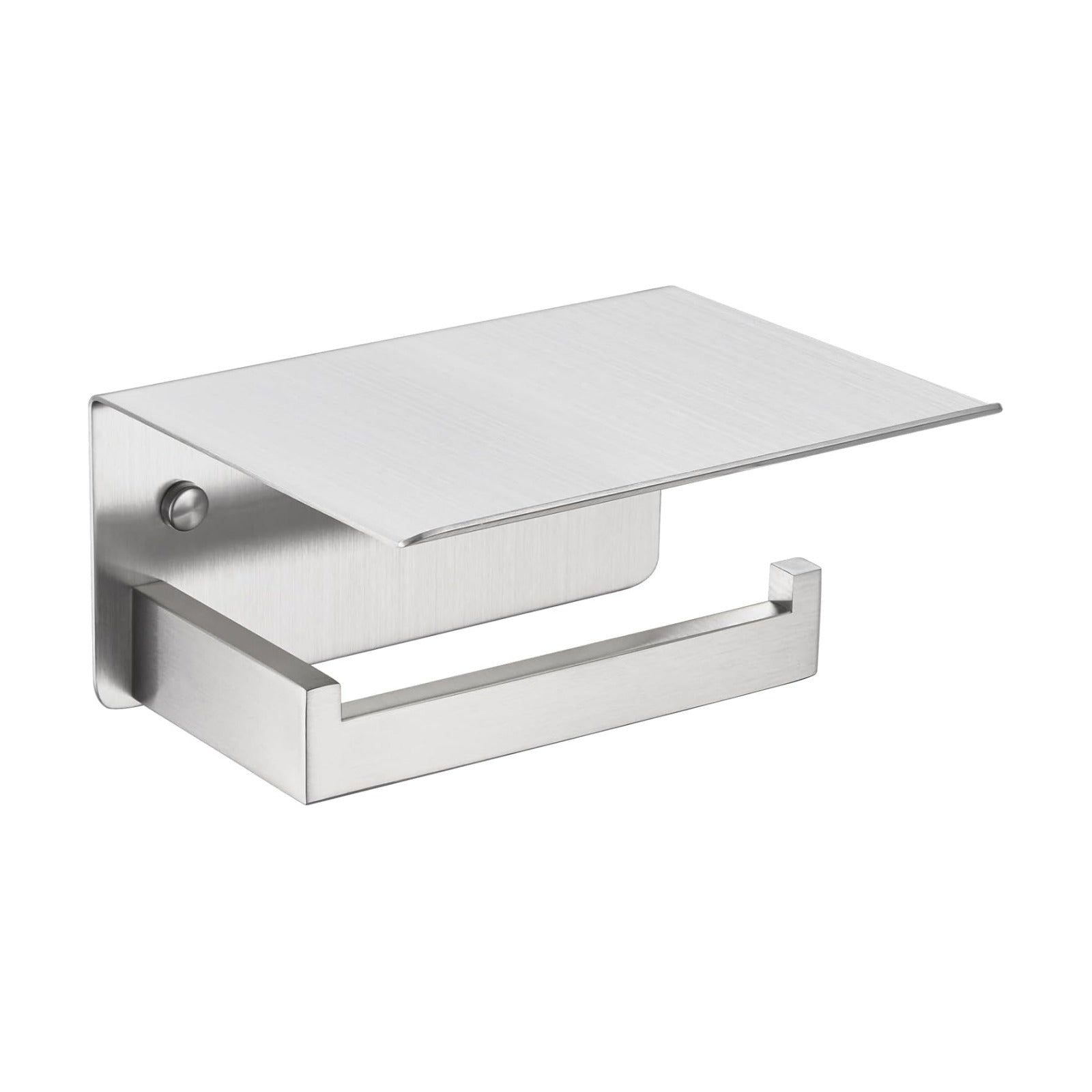 APLusee Toilet Roll Holder with Shelf, Brushed Nickel, 304 Stainless Steel | Phone & Small-Item Storage, Clean Modern