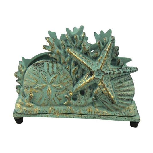 Antique Cast Iron Seashell Napkin Holder 7 / Bronze