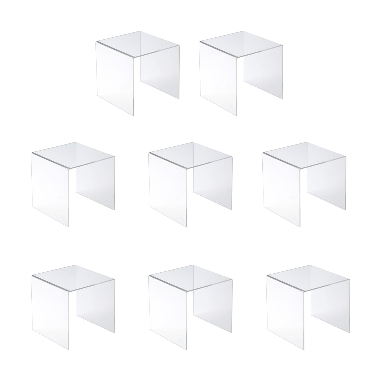 Display Stand / ® 8 PC 4'' Acrylic Risers / 4 x 4 x 4 / Clear