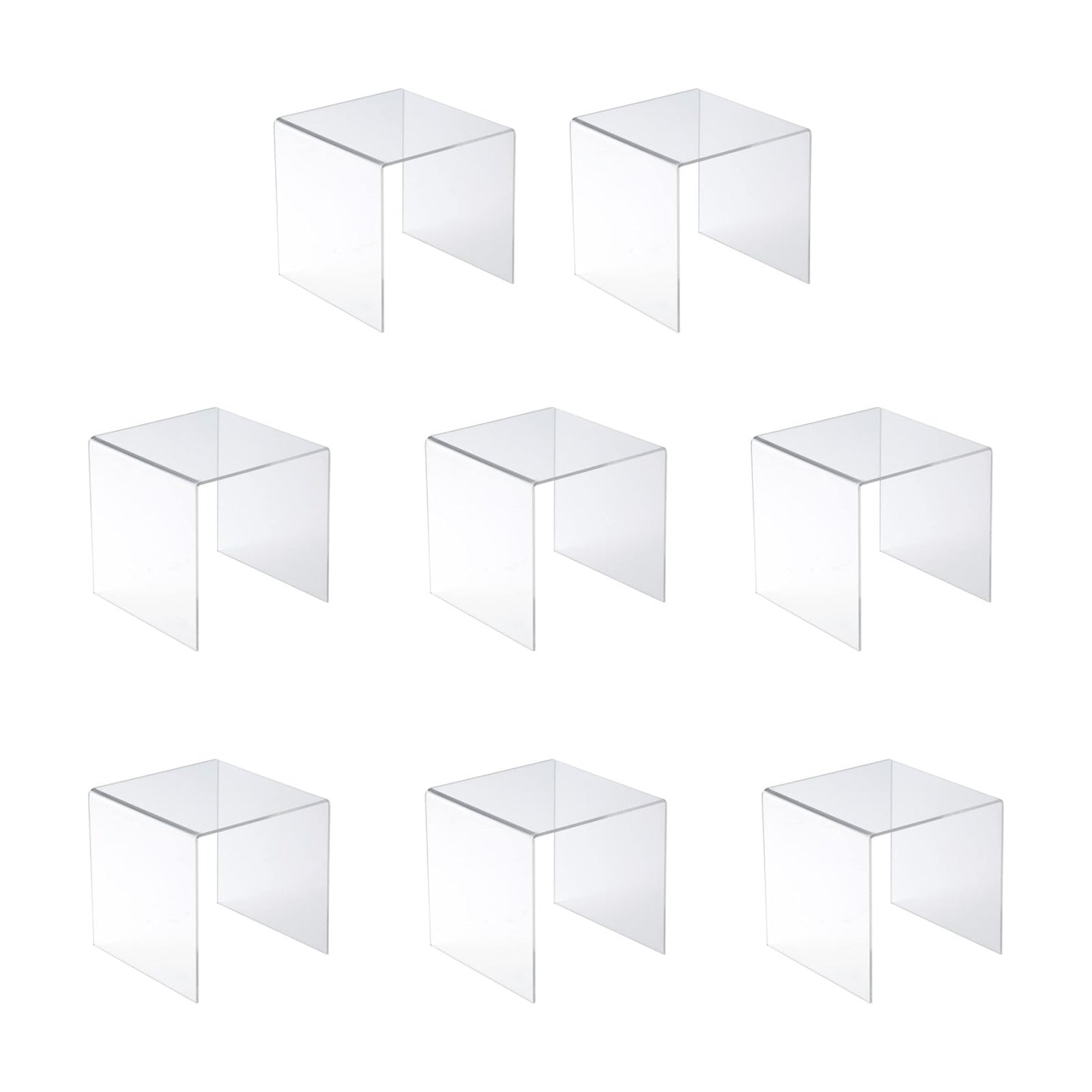 Display Stand / ® 8 PC 4'' Acrylic Risers / 4 x 4 x 4 / Clear