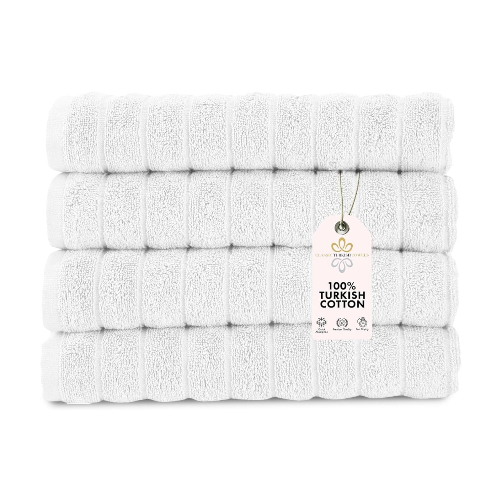 CTT Luxury Hand Towels for Bathroom Set of 4, 100% Turkish Cotton, Quick Dry & Comfy Towels for Hotel & Spa, Highly