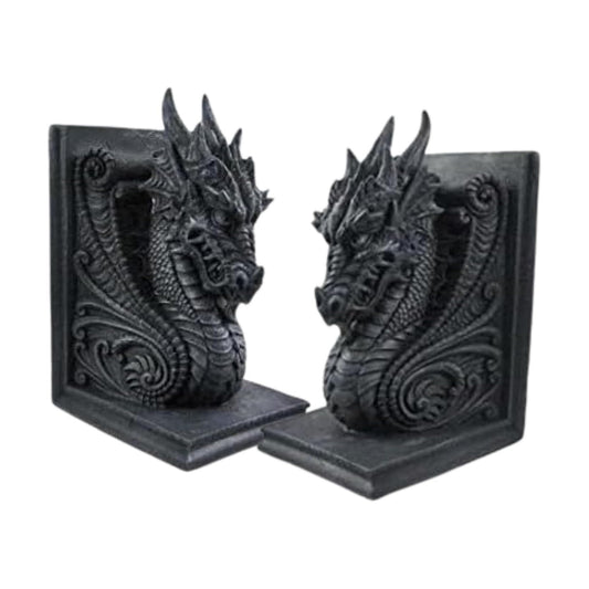 25617 Dragon Bookends Gothic Midieval Castle Mystic Decorative Retro Vintage Book Ends / Black