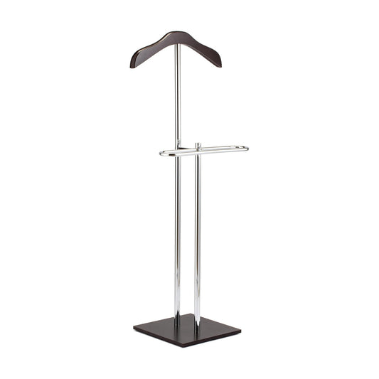 MyGift Brown Wood Metal Valet Suit Stand Garment Organizer Rack | Executive Style Organizer, Wood Metal Design, Coat