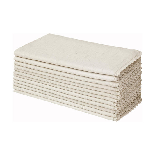 COTTON CRAFT Flax Linen Cloth Napkins with Lace - Set of 12 Dinner Napkins | Oversized 20x20 inch Natural Washable