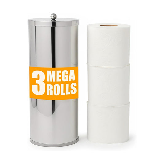 [2023 Upgraded Version] HUJI Rust Resistant Stainless Steel Toilet Paper Roll Canister Holder w/Removable Base for