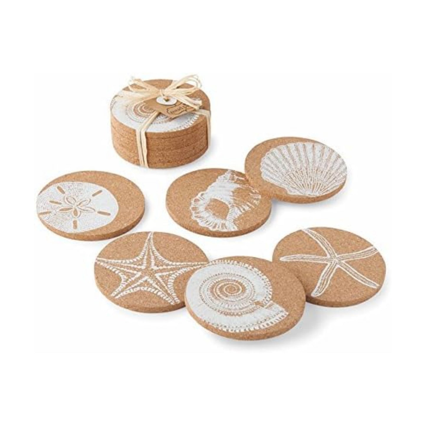 Sea Shell Printed Cork Coasters / Set of 6