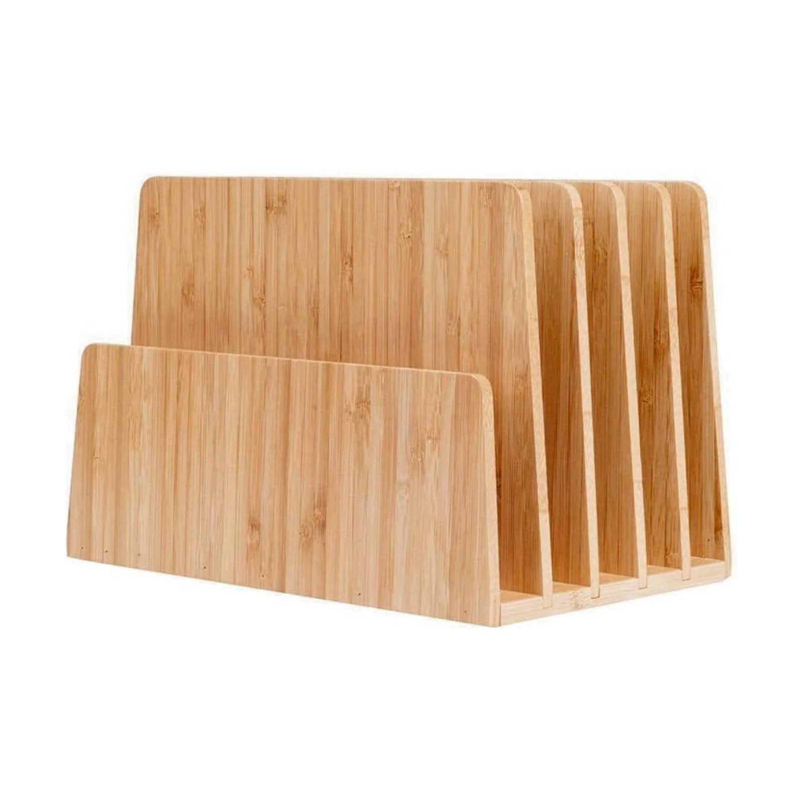 MobileVision Bamboo Desktop File Folder Organizer and Paper Tray, 5 Slots