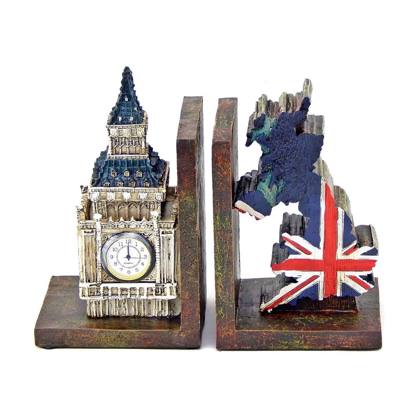 Big Ben Bookends / London Clock Tower UK Flag Decorative Book Ends