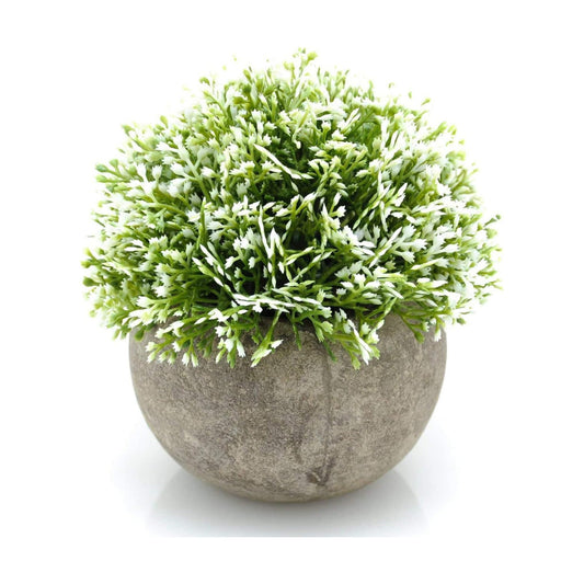 White Mini Artificial Plant Topiary Ball Pot Set- Magnolia Flowers Cottagecore / Green and White