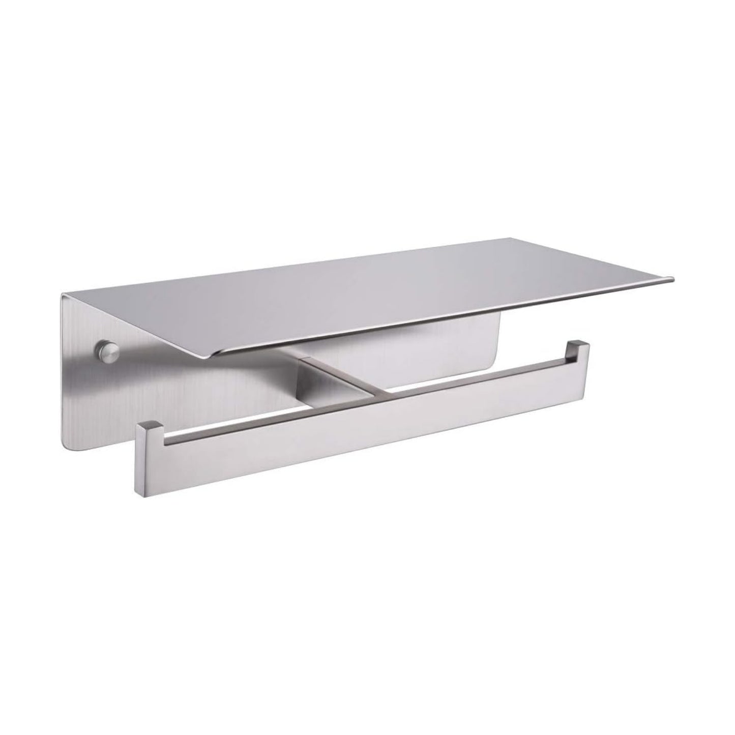 APLusee Dual Roll Toilet Paper Holder, Brushed Nickel, 304 Stainless Steel | Multiuse Top Shelf, Air Freshener & Tissue