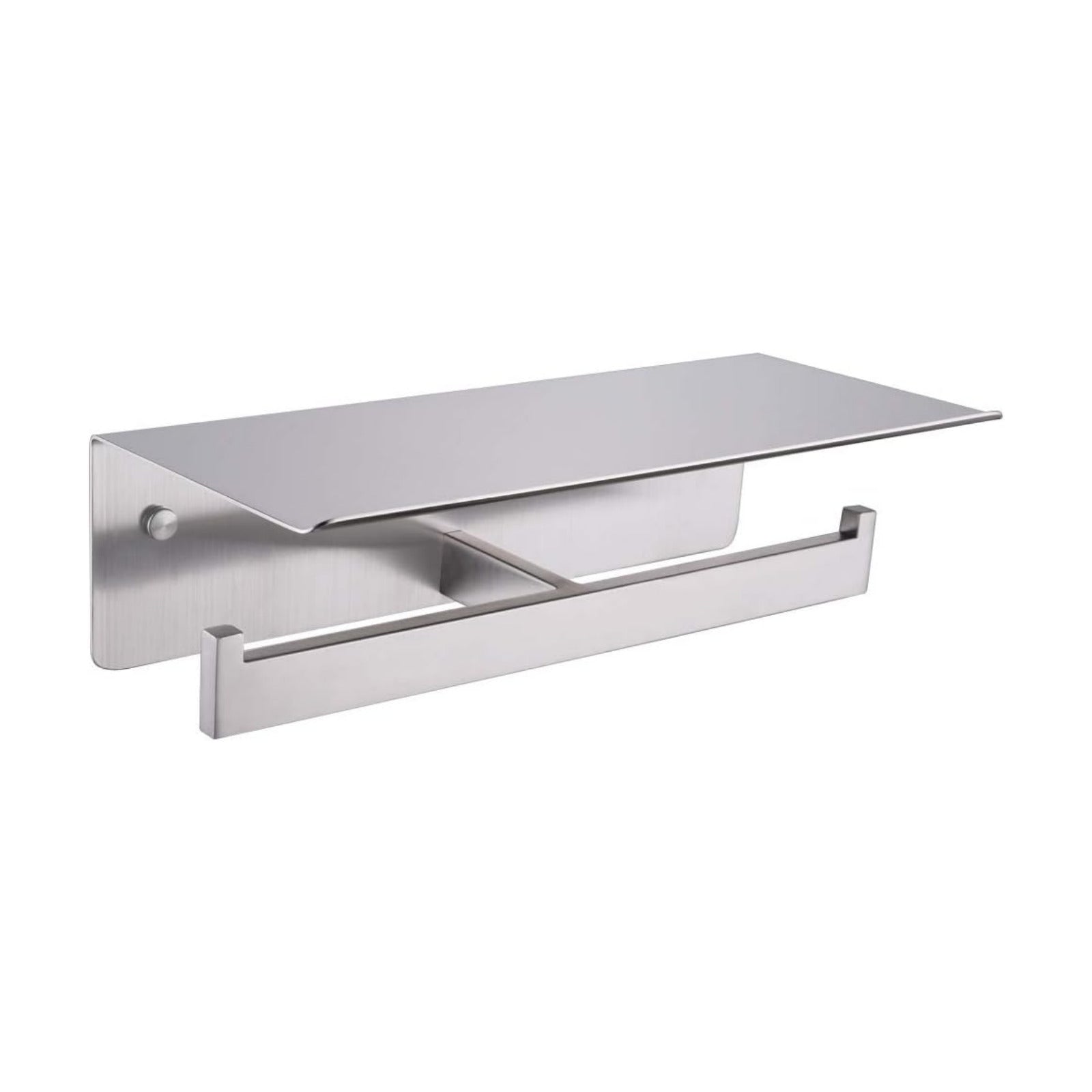 APLusee Dual Roll Toilet Paper Holder, Brushed Nickel, 304 Stainless Steel | Multiuse Top Shelf, Air Freshener & Tissue