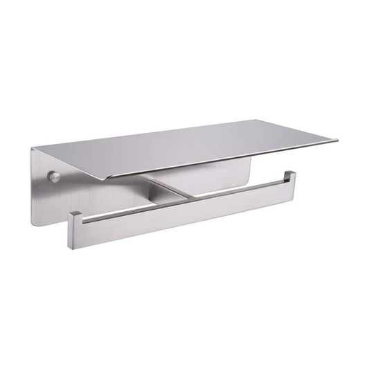 APLusee Dual Roll Toilet Paper Holder, Brushed Nickel, 304 Stainless Steel | Multiuse Top Shelf, Air Freshener & Tissue