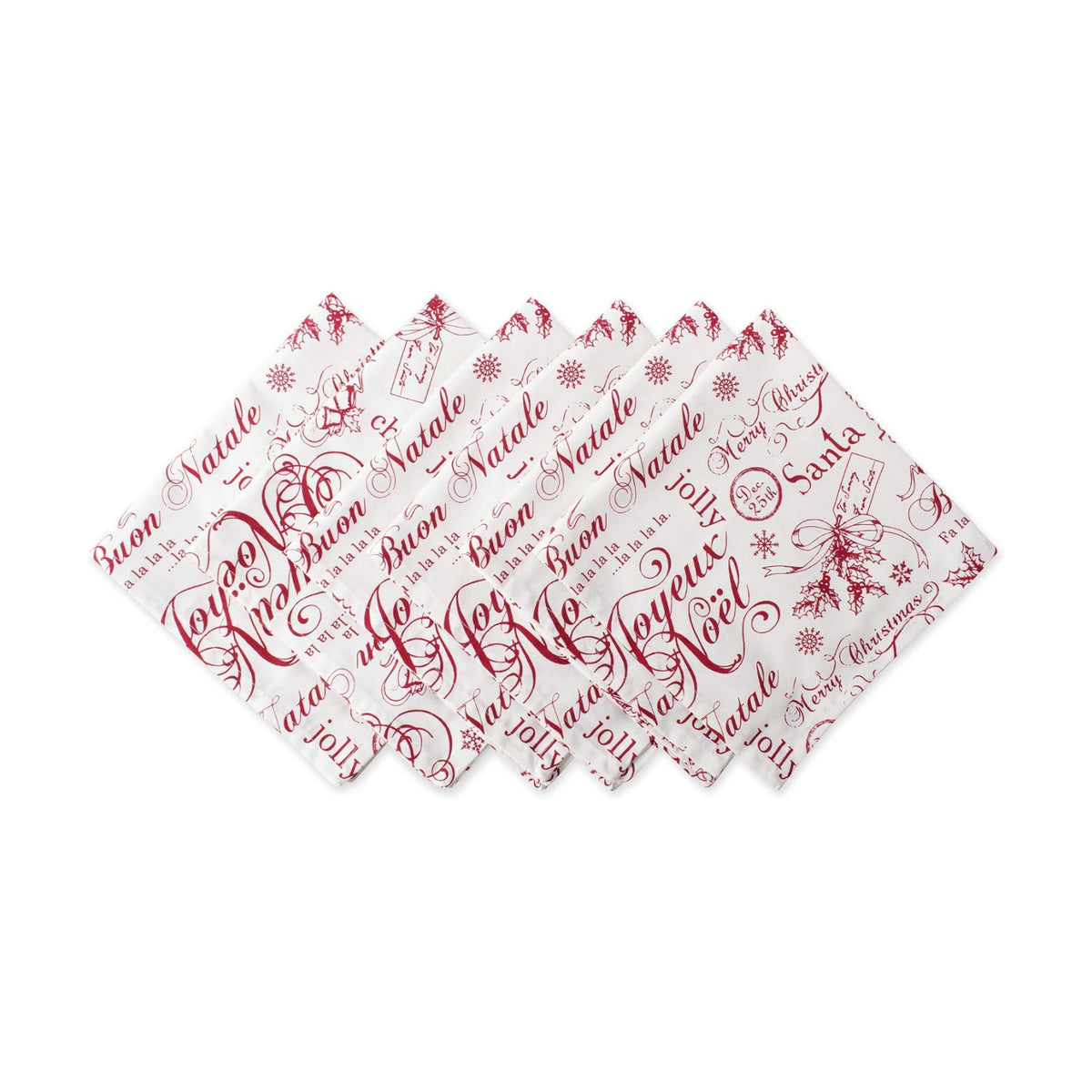 DII Vintage Christmas Kitchen Textile Collection, Napkin Set, 20x20, Joyeux Noel, 6 Piece