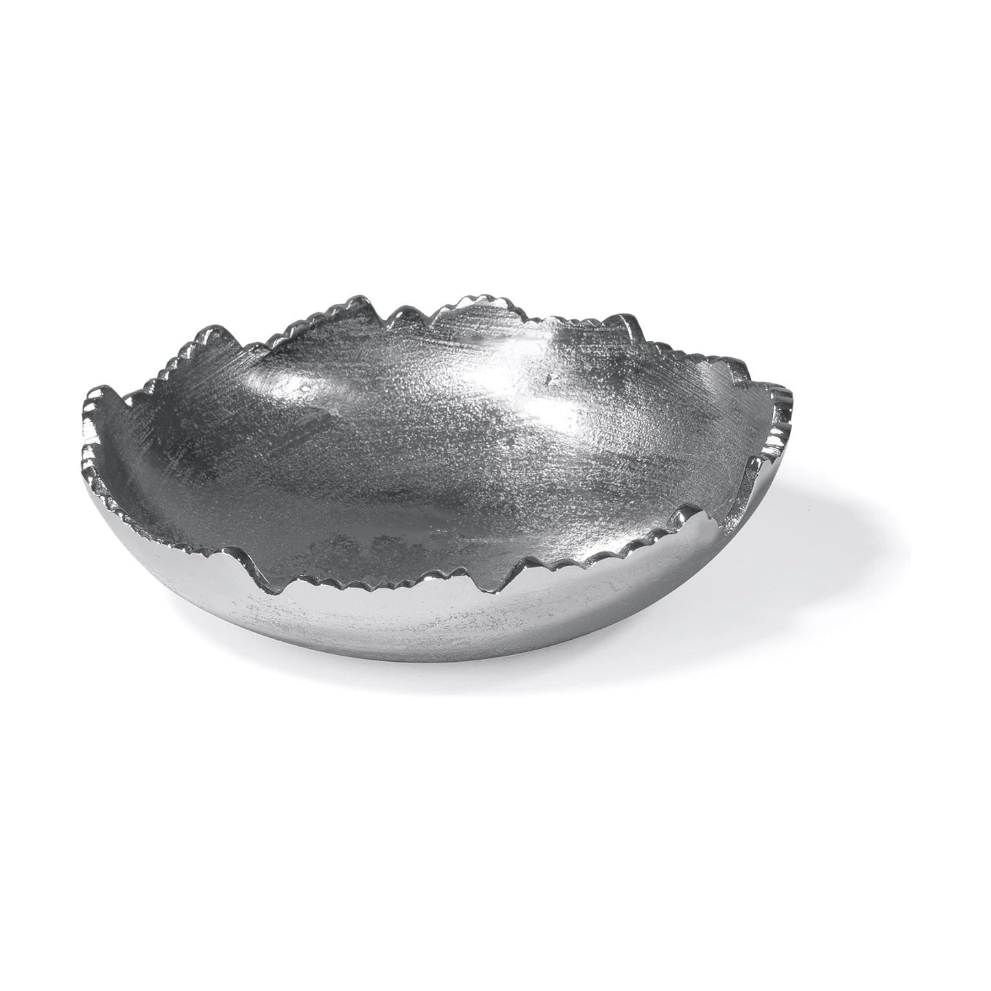 8.75" Moon Decorative Metal Torn Hammered Asymmetrical Centerpiece Bowl / Silver