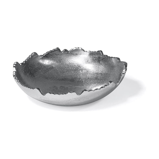 8.75" Moon Decorative Metal Torn Hammered Asymmetrical Centerpiece Bowl / Silver