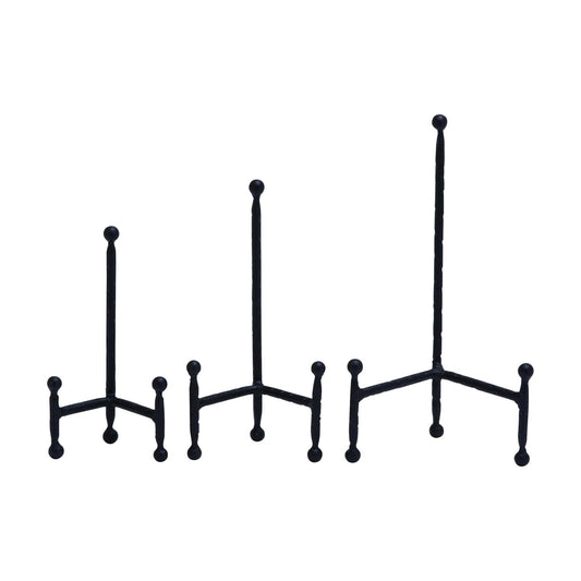 Deco 79 Metal Display Easel Tabletop Easel with Ball Details, Set of 3 Display Stand 12", 10", 8"H, Black