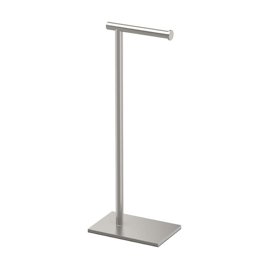Gatco 1431SN Bathroom Toilet Paper Holder Stand, Freestanding Tissue Roll Holder, Weighted Base, Satin Nickel, 22.25