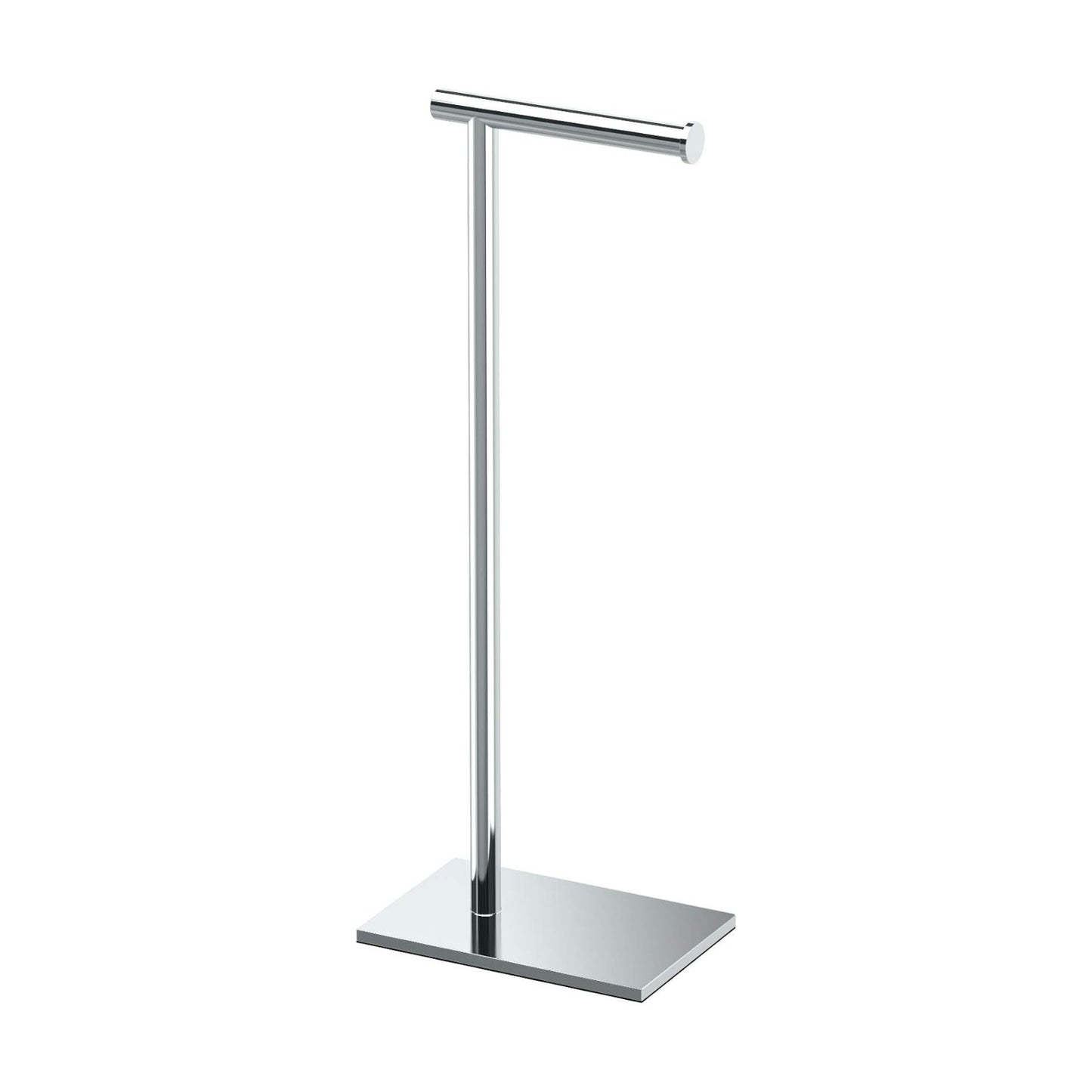 Gatco 1431C Modern Rectangle Base Freestanding Toilet Paper Holder, 21.25" Chrome with Weighted Base
