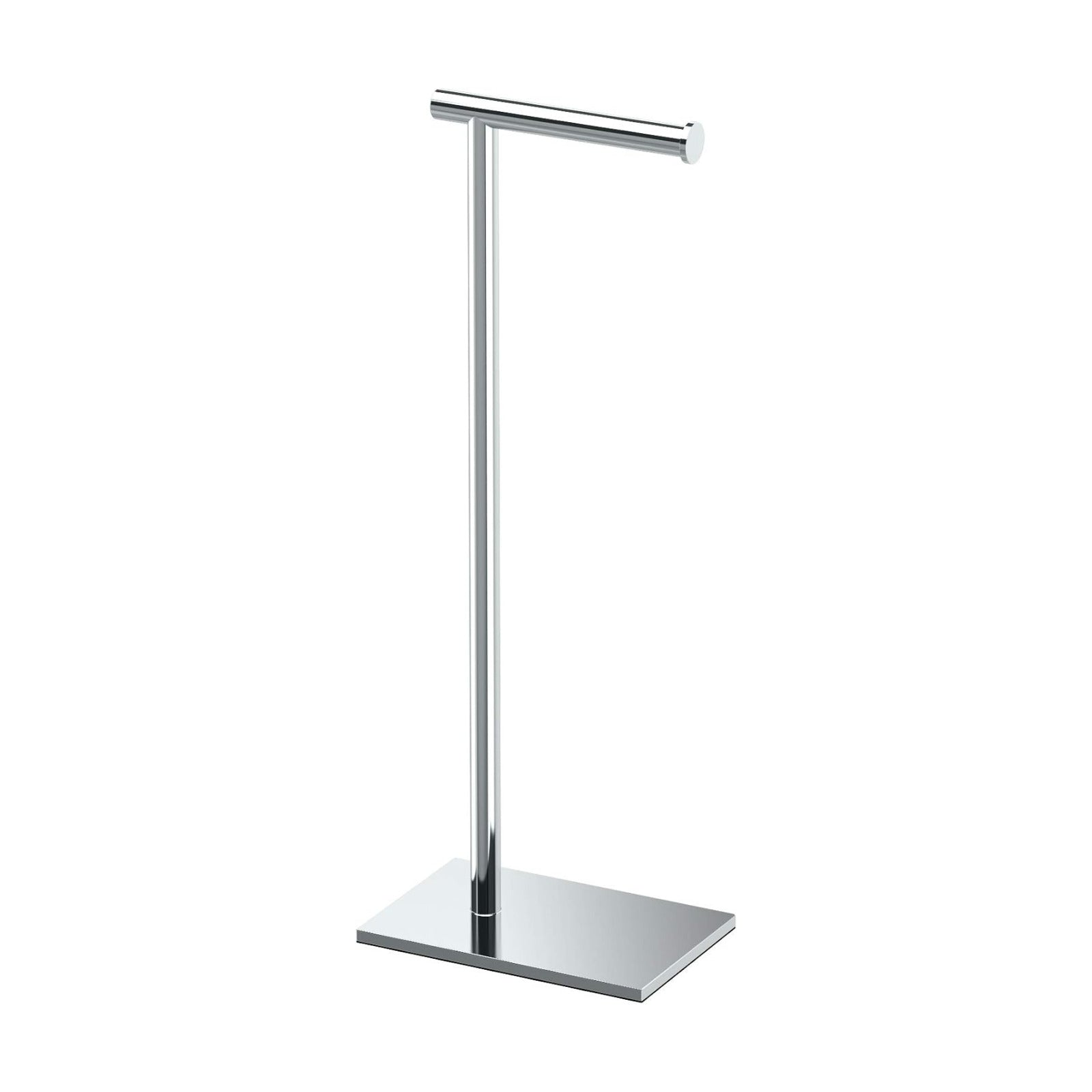 Gatco 1431C Modern Rectangle Base Freestanding Toilet Paper Holder, 21.25" Chrome with Weighted Base