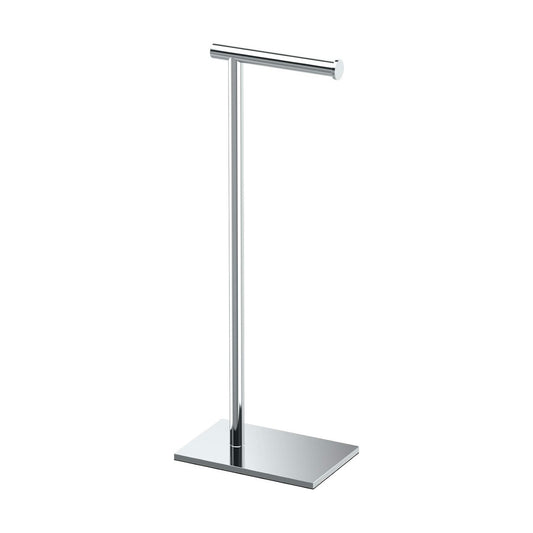 Gatco 1431C Modern Rectangle Base Freestanding Toilet Paper Holder, 21.25" Chrome with Weighted Base