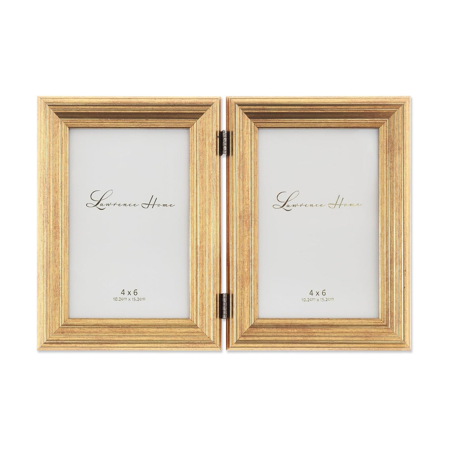Lawrence Frames 4x6 Hinged Double Sutter Burnished Gold Picture Frame