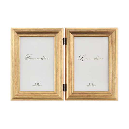 Lawrence Frames 4x6 Hinged Double Sutter Burnished Gold Picture Frame
