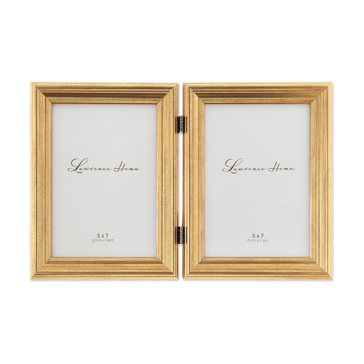 Lawrence Frames 5x7 Hinged Double Sutter Burnished Gold Picture Frame
