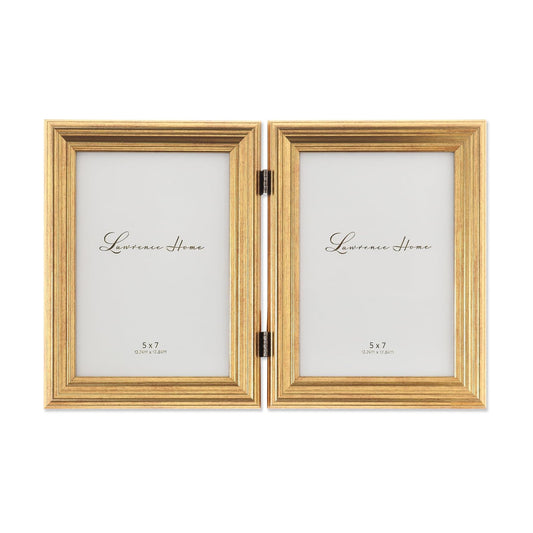 Lawrence Frames 5x7 Hinged Double Sutter Burnished Gold Picture Frame
