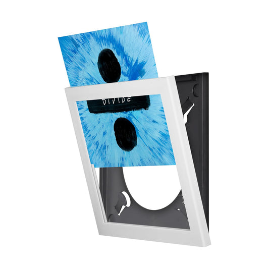 Show & Listen Vinyl Record Frame White LP Album Cover Display | Flip-open 12 inch LP frame, wall-mounted album display