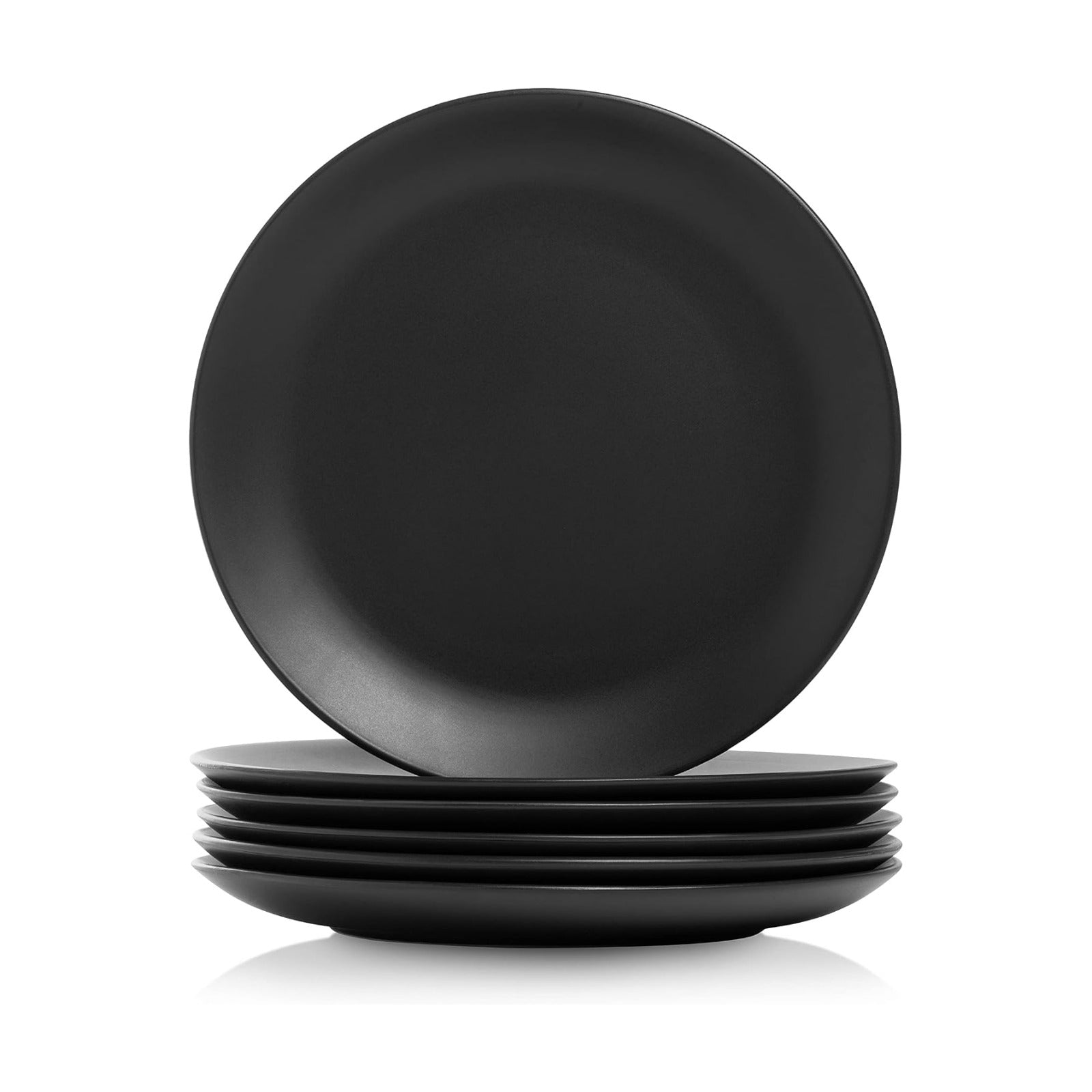 10 Strawberry Street Wazee Matte 10.5" Coupe Dinner Plate, Set of 6, Black