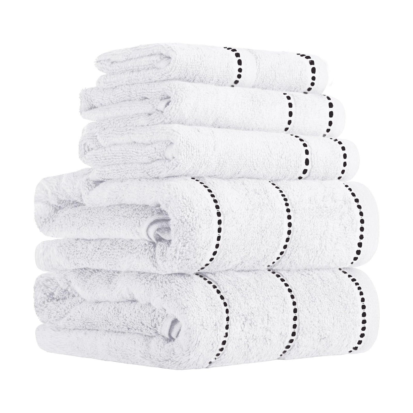 Lavish Home Bathroom Towels Set, Bathroom Accessories, White, Set of 6 | Includes 2 Bath Sheets, 2 Hand Towels, and 2