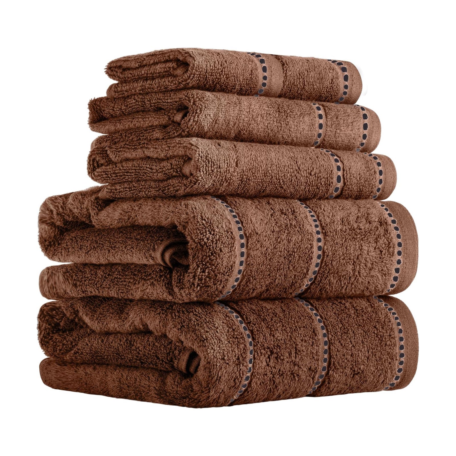 Lavish Home Bathroom Towels Set, Chocolate Brown, Set of 6