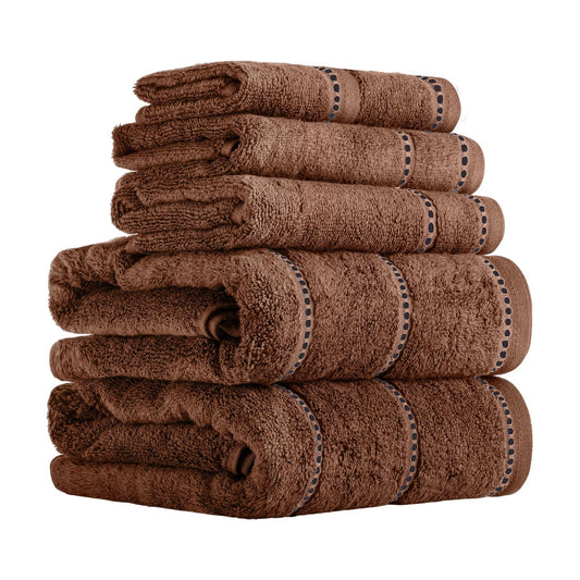 Lavish Home Bathroom Towels Set, Chocolate Brown, Set of 6
