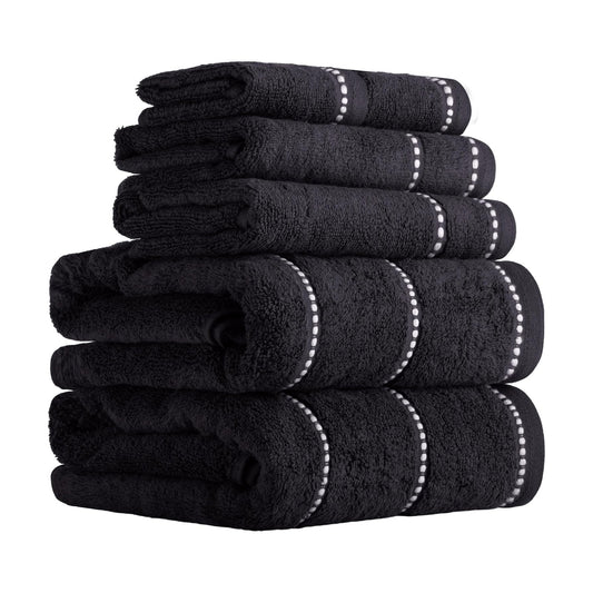 Lavish Home Bathroom Towels Set, Bathroom Accessories, Black, Set of 6 | Includes 2 Bath Sheets, 2 Hand Towels, and 2