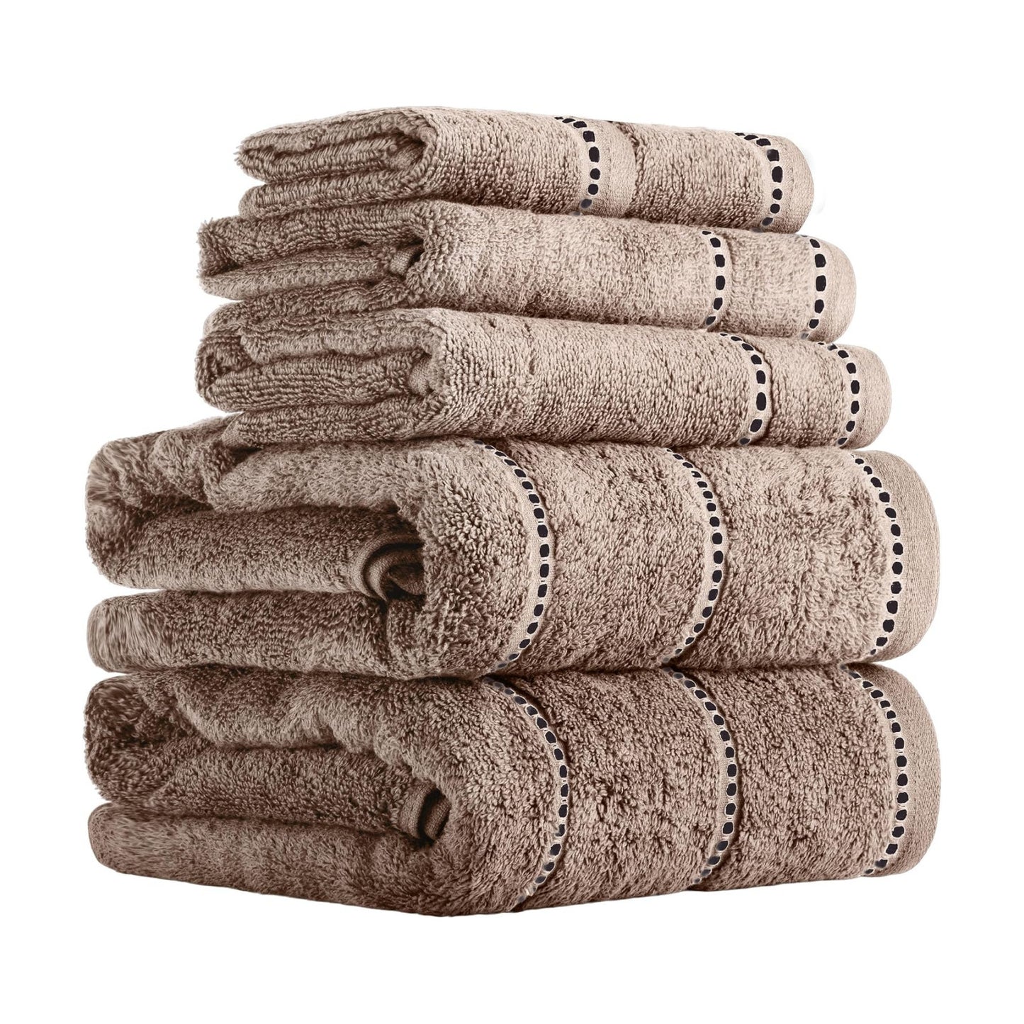 Lavish Home Bathroom Towels Set, Bathroom Accessories, Taupe, Set of 6