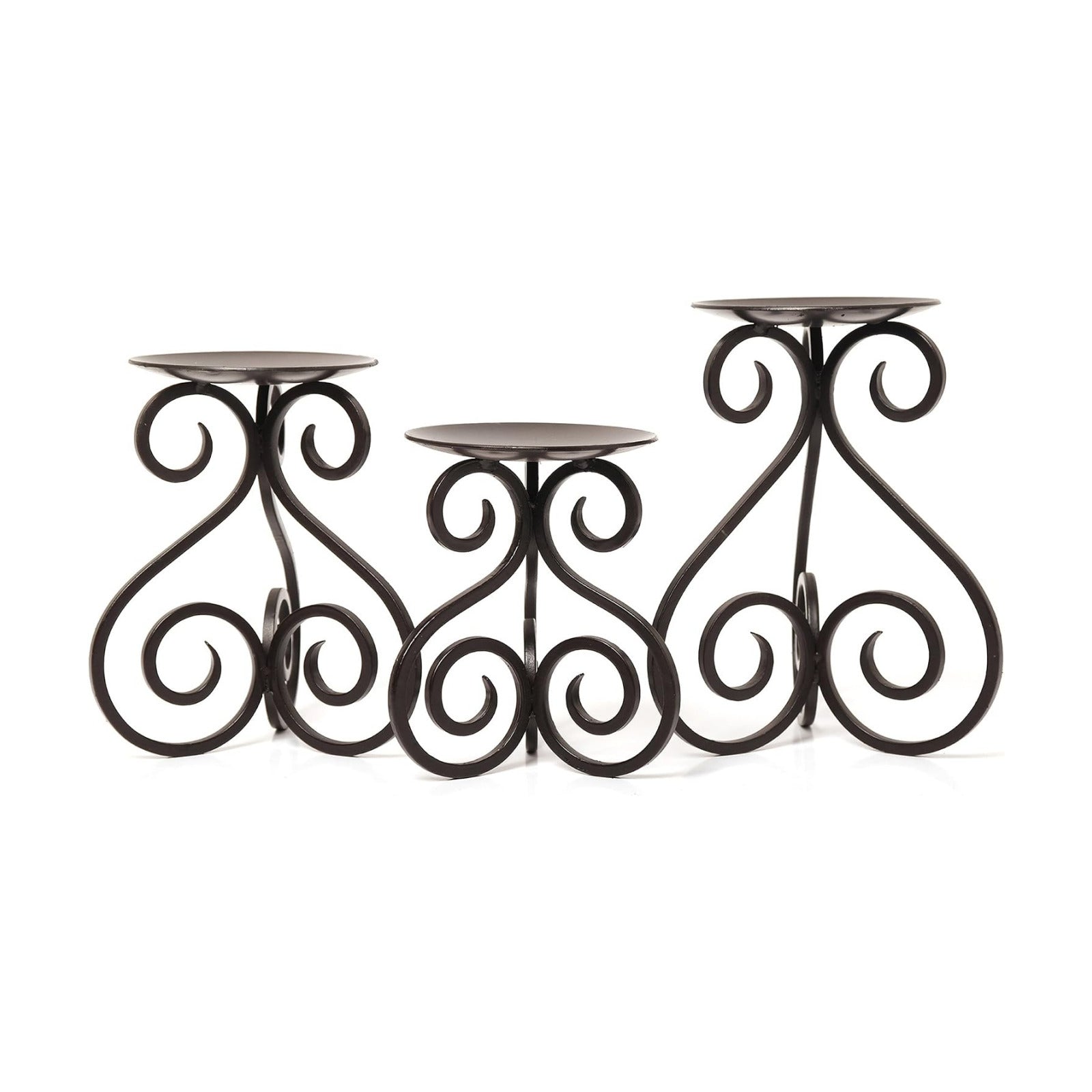 Hosley Illuminate in Style with Our Set of 3 Iron Candle LED Pillar Holders - Large 7 Inches, Medium 6 Inches, Small 5