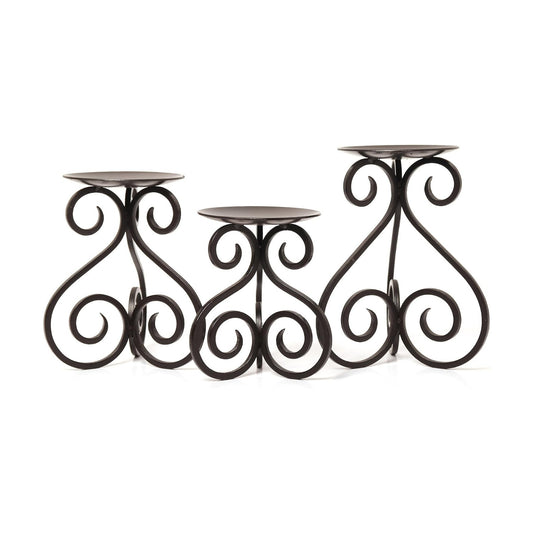 Hosley Illuminate in Style with Our Set of 3 Iron Candle LED Pillar Holders - Large 7 Inches, Medium 6 Inches, Small 5
