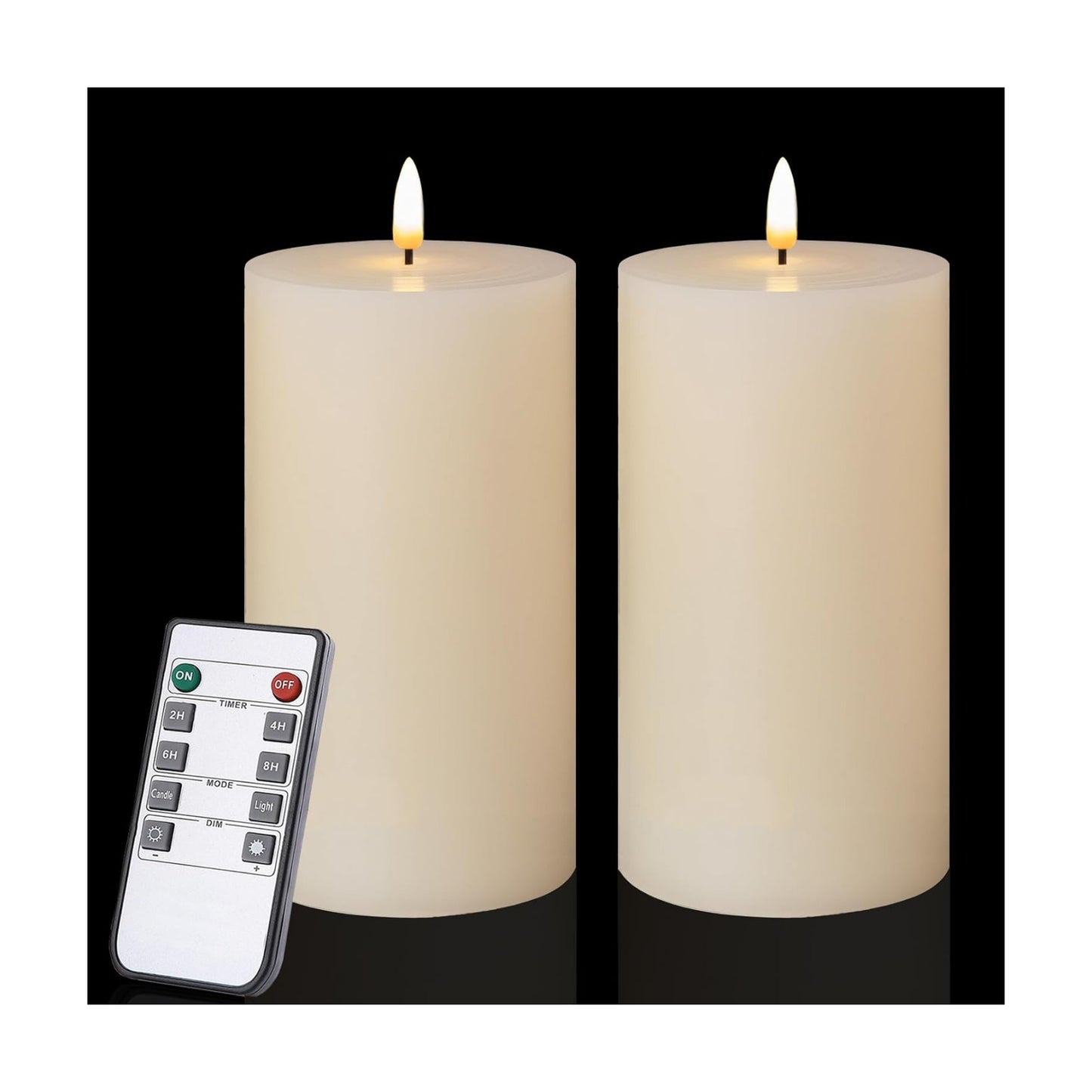 volnyus Flameless Candles Set of 2 (3x6 inch) Flickering LED Wax Candles Battery Operated with Remote Control Timers