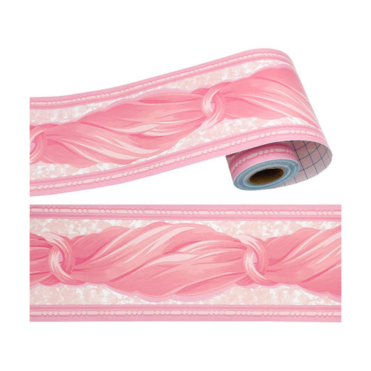 Yifely Bowknot Wallpaper Border Peel & Stick Wall Covering Kitchen Bathroom Bedroom Tiles / Pink