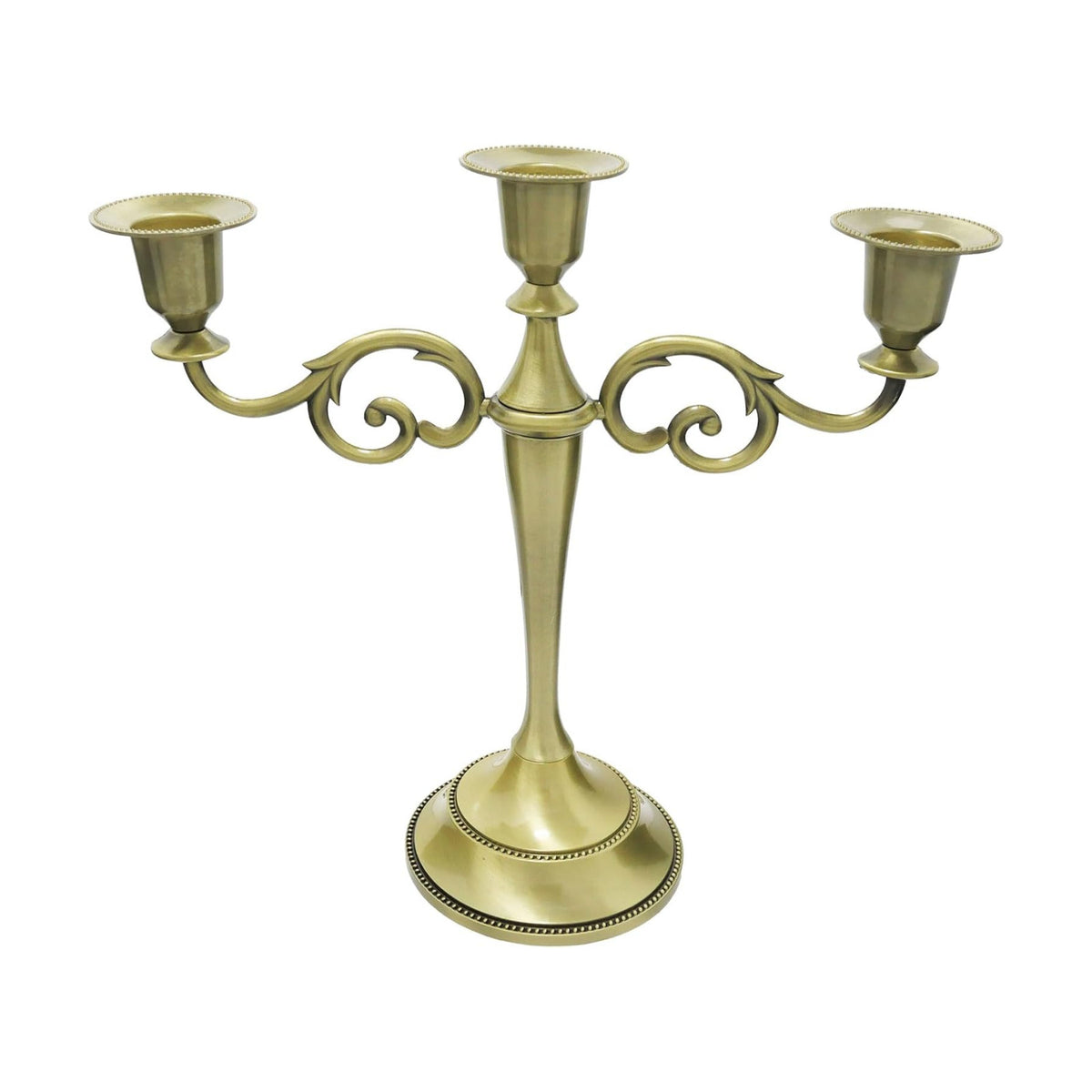 3-Arm Metal Candelabra Candle Holder Table Centerpiece, Bronze