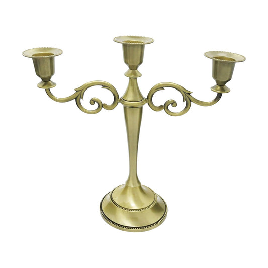 3-Arm Metal Candelabra Candle Holder Table Centerpiece, Bronze