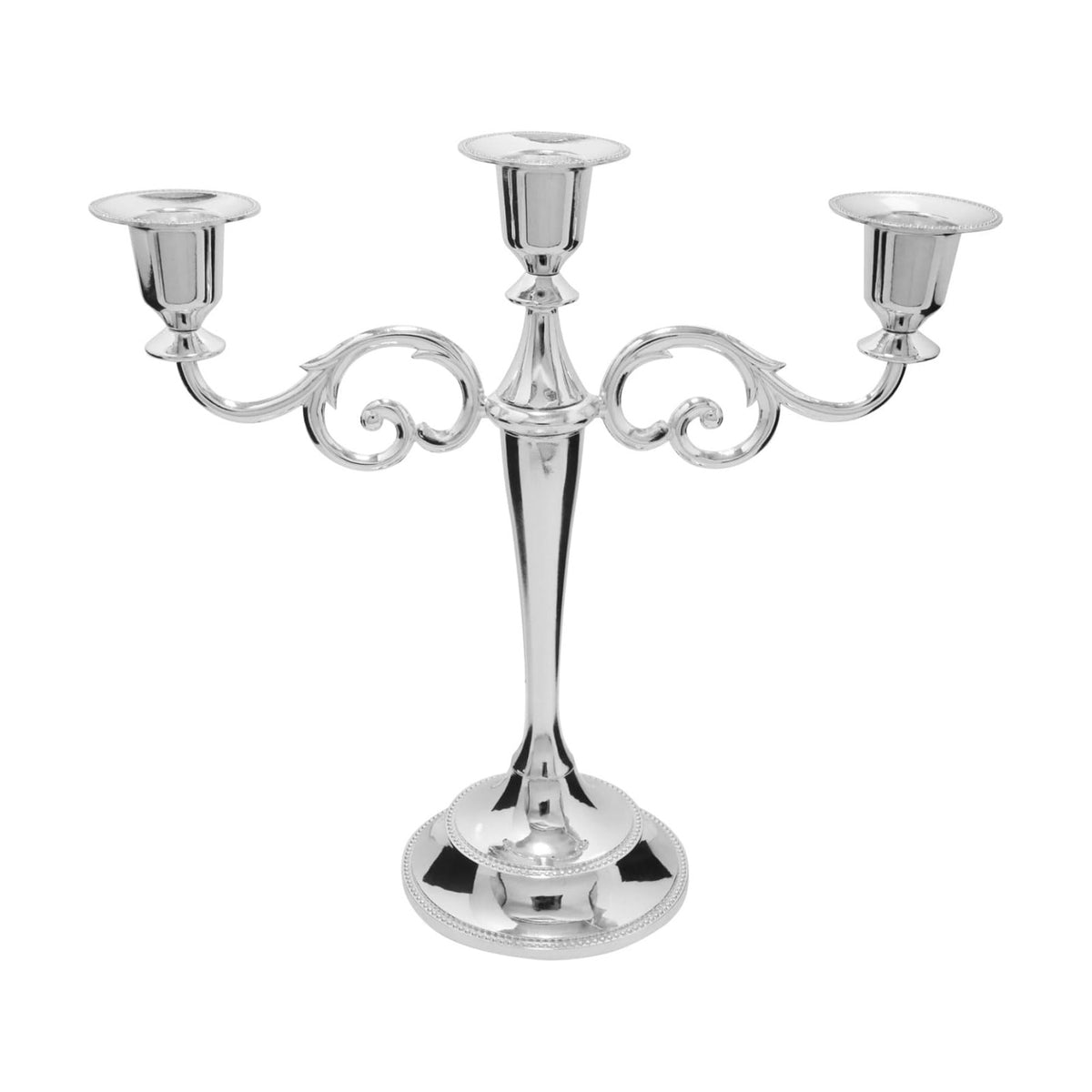 3-Arm Metal Candelabra Candle Holder Table Centerpiece, Silver