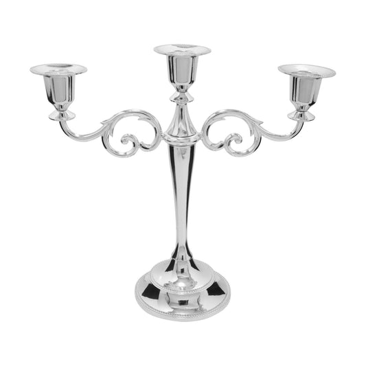 3-Arm Metal Candelabra Candle Holder Table Centerpiece, Silver