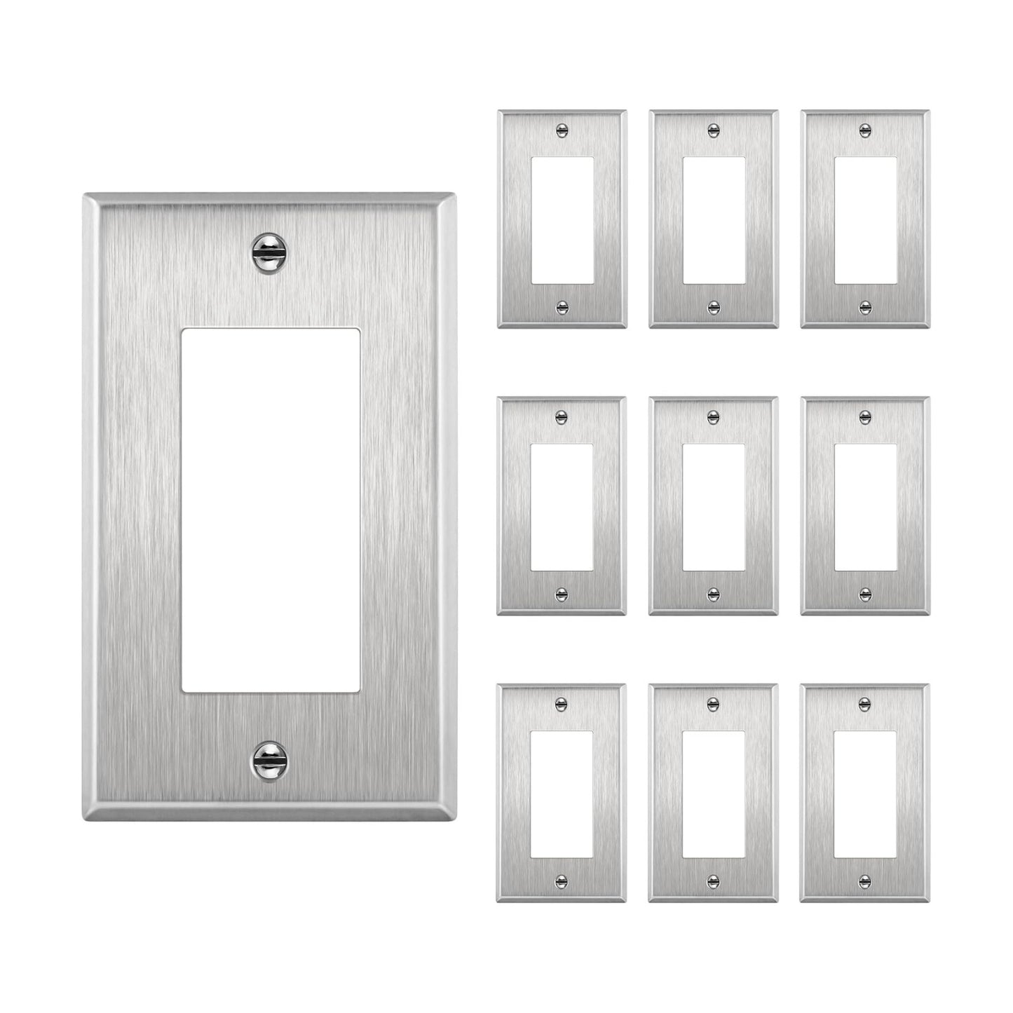 ENERLITES Decorator Switch or Receptacle Outlet Metal Wall Plate, Stainless Steel Outlet Cover, Corrosion Resistant